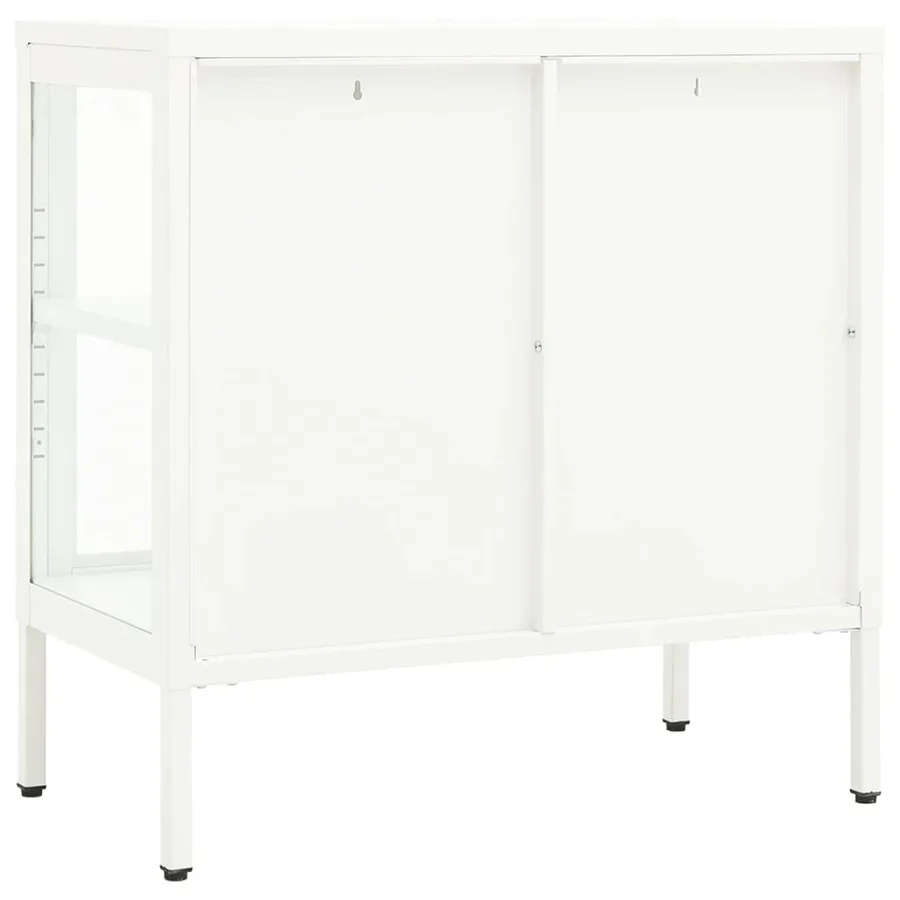 Buffet Blanc 70x35x70 cm Acier et verre - 5