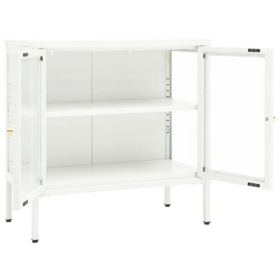 Buffet Blanc 70x35x70 cm Acier et verre - 6