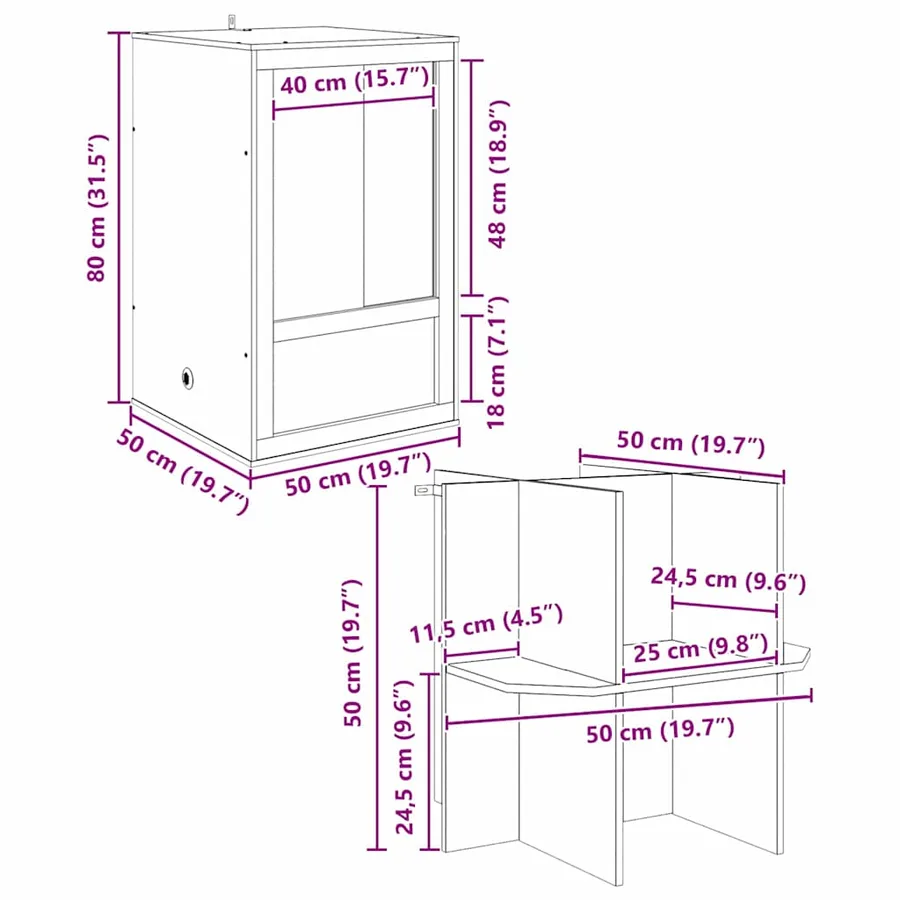 Terrarium Marron 50 x 50 x 130 cm OSB - 15