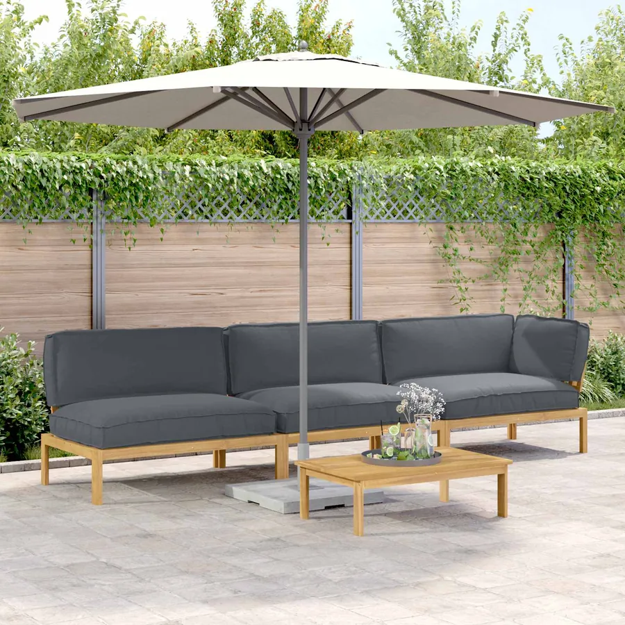 Ensemble de Canapés Uni 4 pcs Anthracite Bois d'Acacia Massif