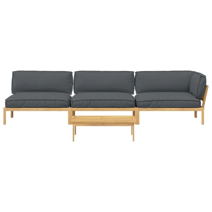 Ensemble de Canapés Uni 4 pcs Anthracite Bois d'Acacia Massif - 10