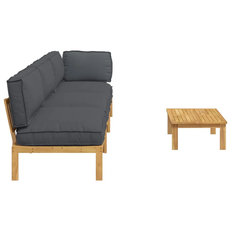 Ensemble de Canapés Uni 4 pcs Anthracite Bois d'Acacia Massif - 11