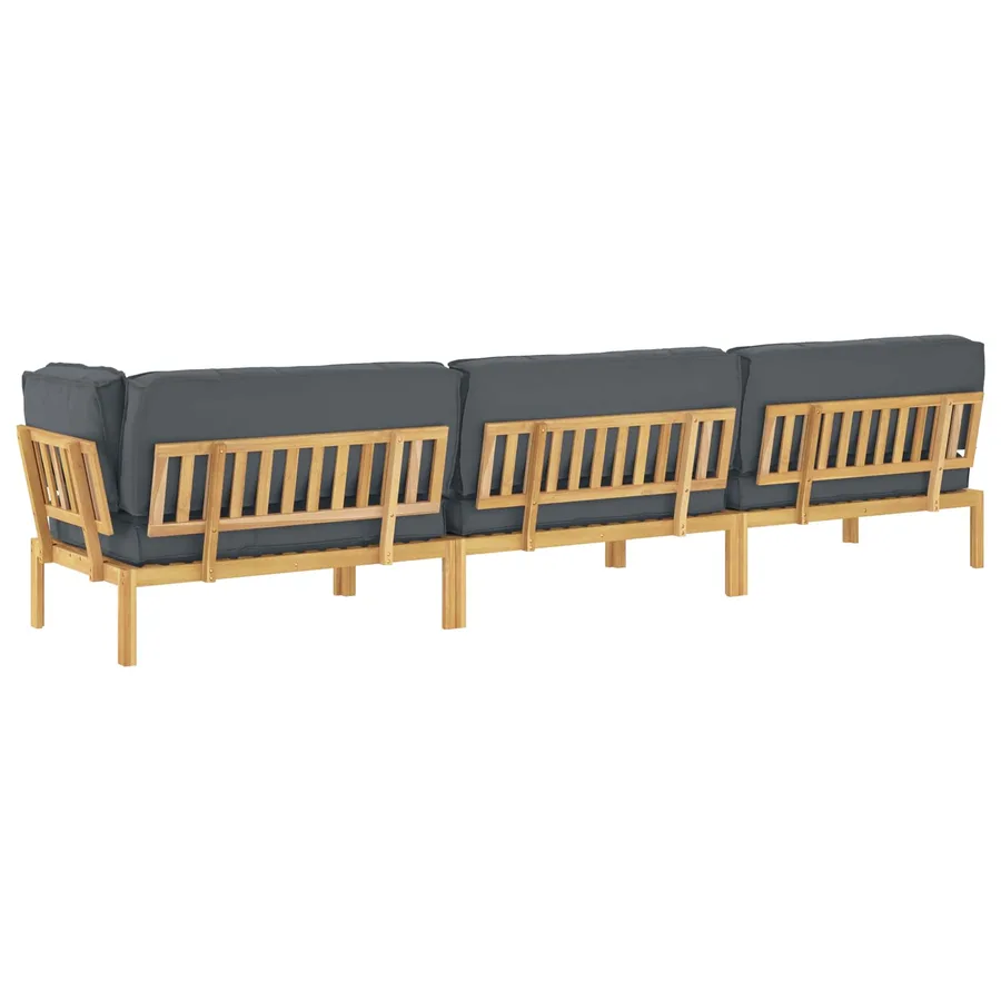 Ensemble de Canapés Uni 4 pcs Anthracite Bois d'Acacia Massif - 12