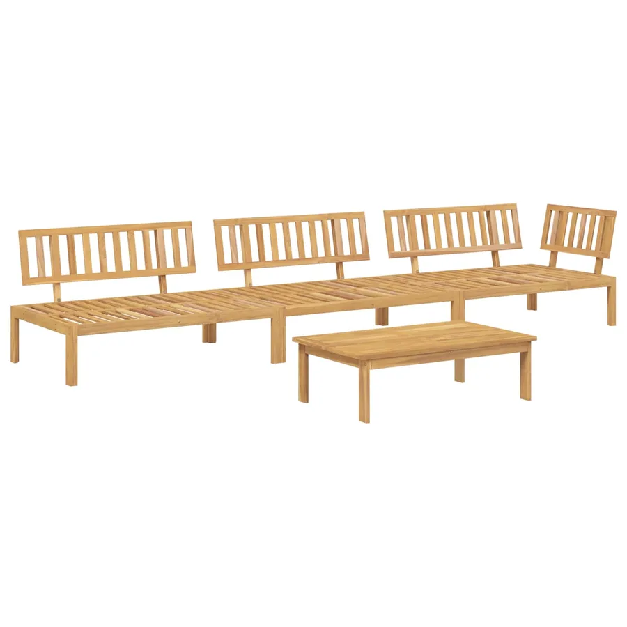 Ensemble de Canapés Uni 4 pcs Anthracite Bois d'Acacia Massif - 3