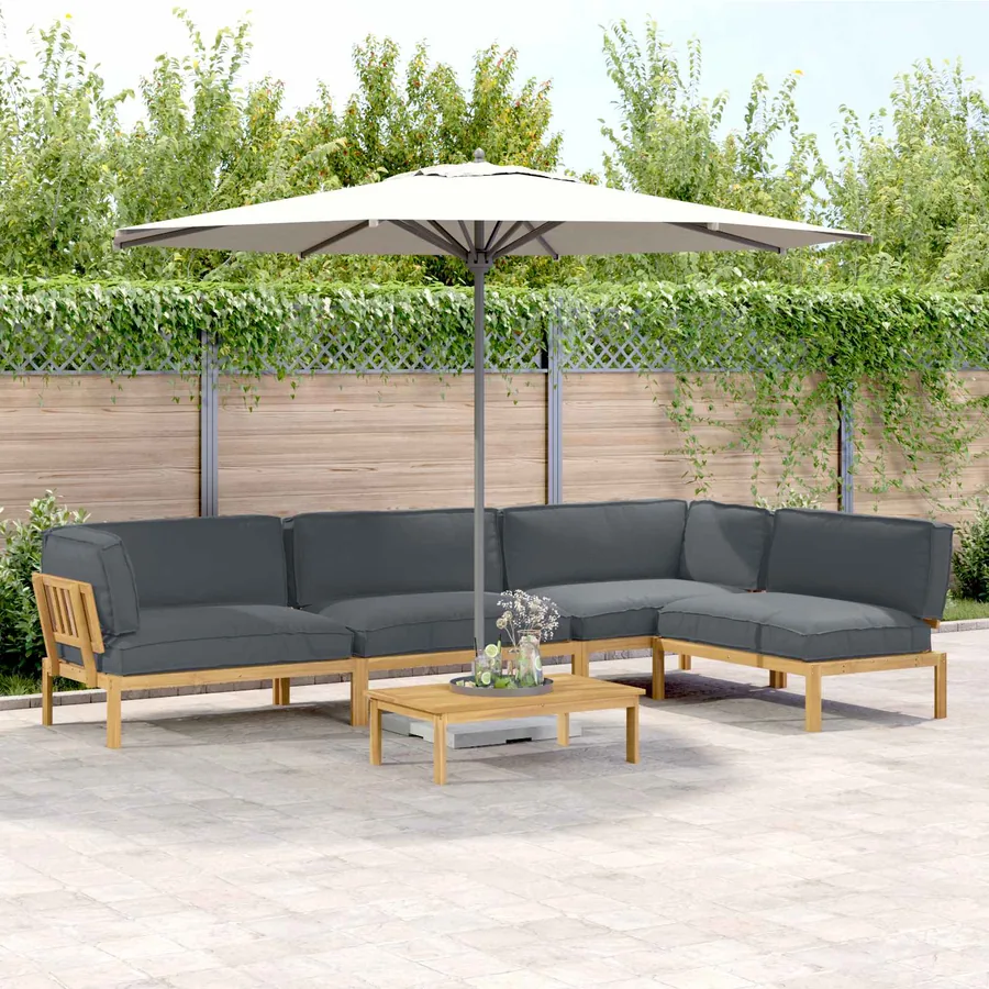 Ensemble de Canapés Uni 5 pcs Anthracite Bois d'Acacia Massif