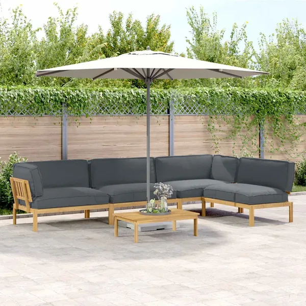 Ensemble de Canapés Uni 5 pcs Anthracite Bois d'Acacia Massif
