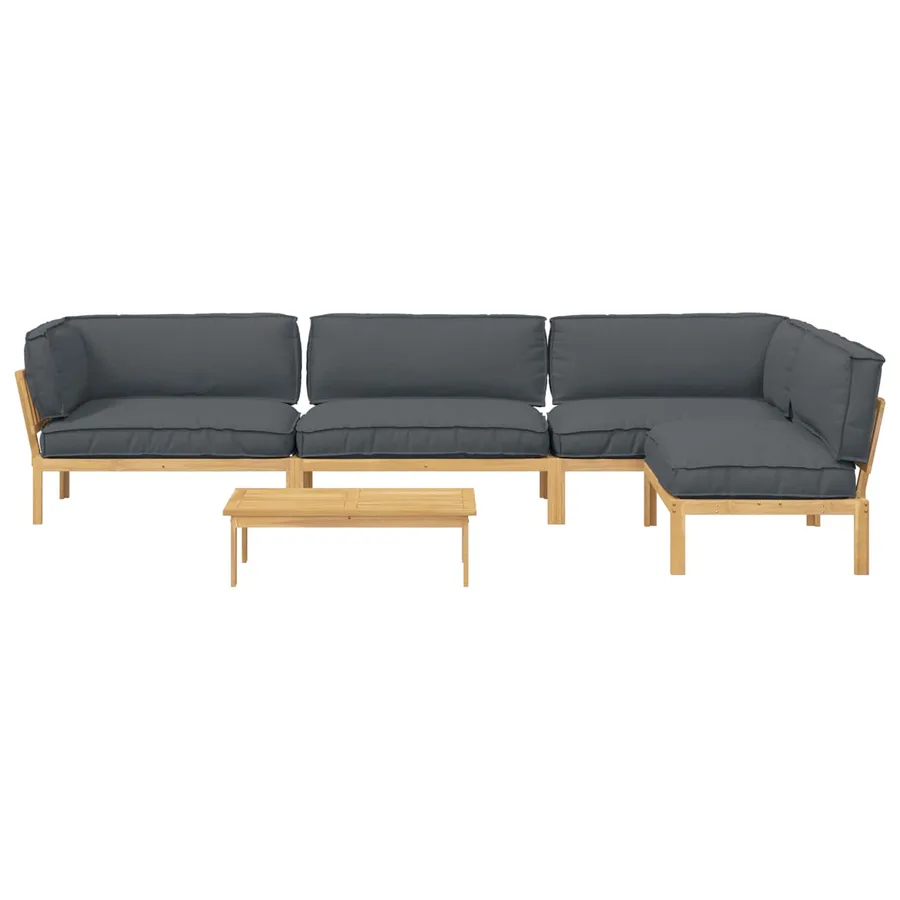 Ensemble de Canapés Uni 5 pcs Anthracite Bois d'Acacia Massif - 10