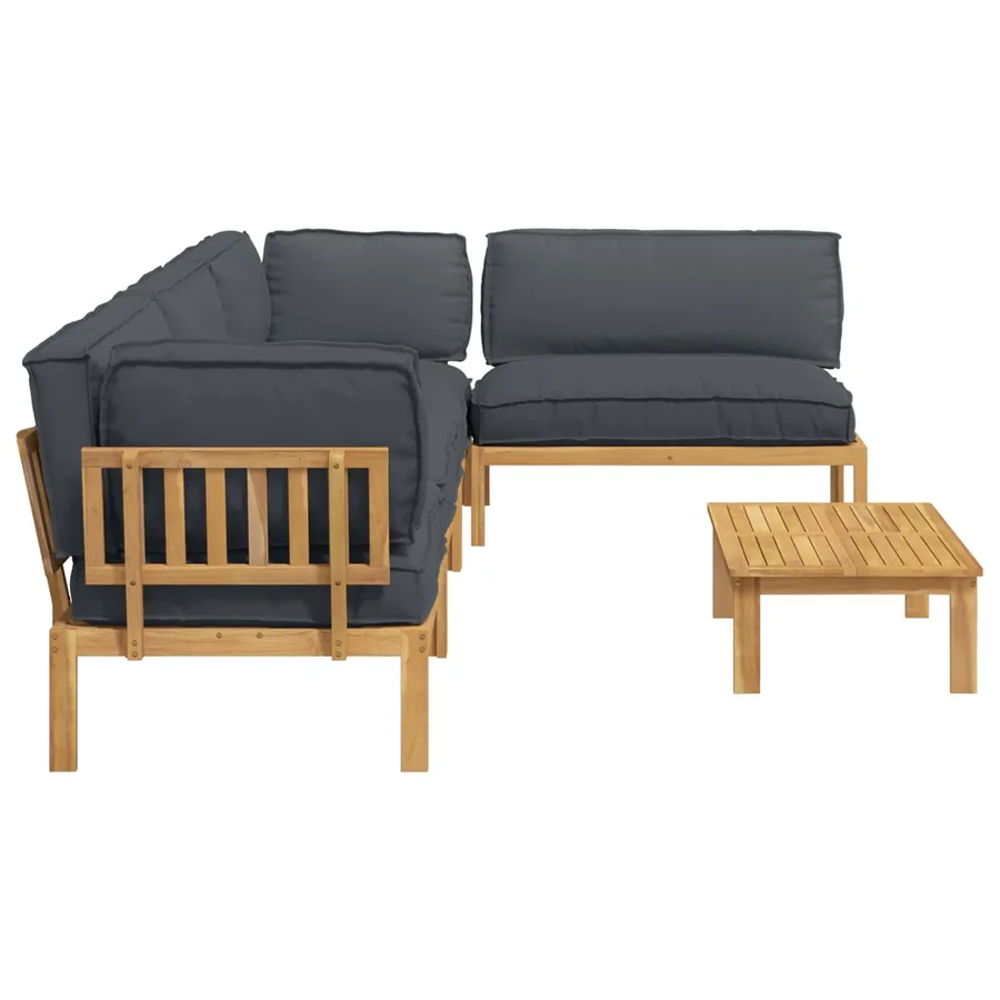Ensemble de Canapés Uni 5 pcs Anthracite Bois d'Acacia Massif - 11