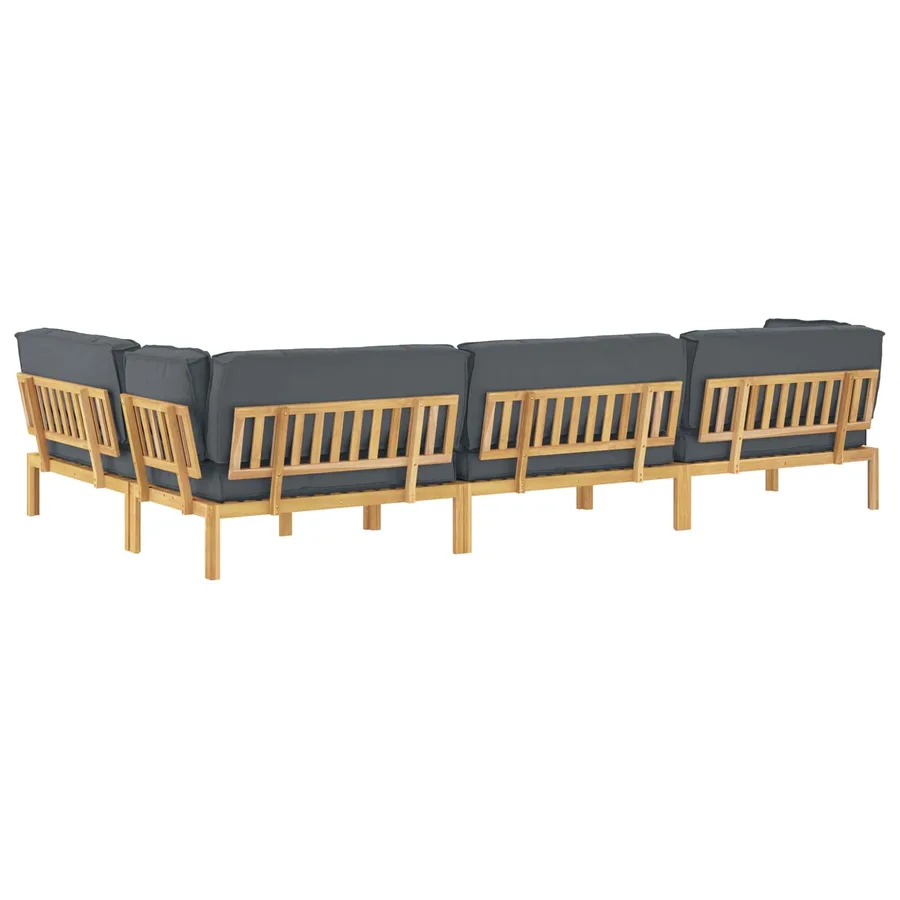 Ensemble de Canapés Uni 5 pcs Anthracite Bois d'Acacia Massif - 12