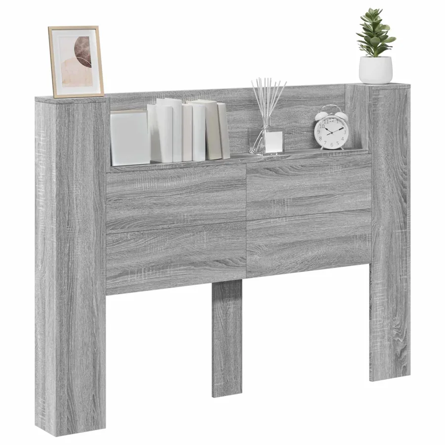 Tête de lit de rangement avec LED Sonoma gris Bois d'ingénierie - 3