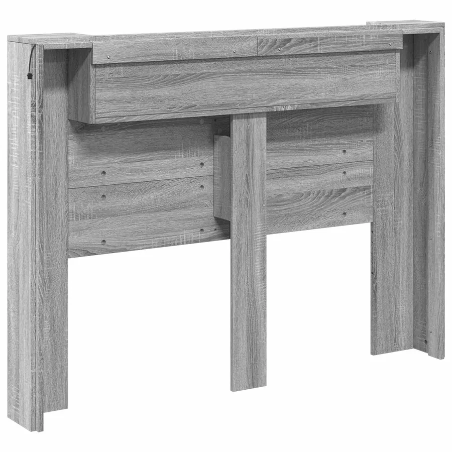 Tête de lit de rangement avec LED Sonoma gris Bois d'ingénierie - 7
