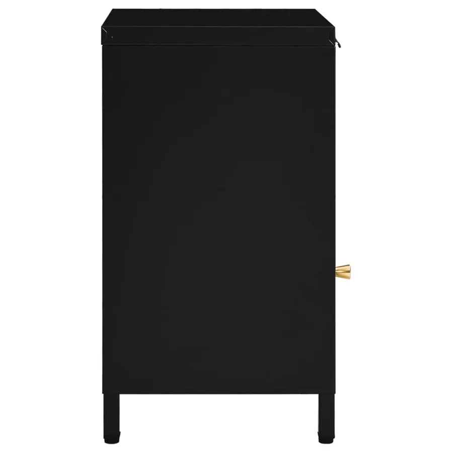 Table de chevet Noir 40x30x54,5 cm Acier et verre - 4