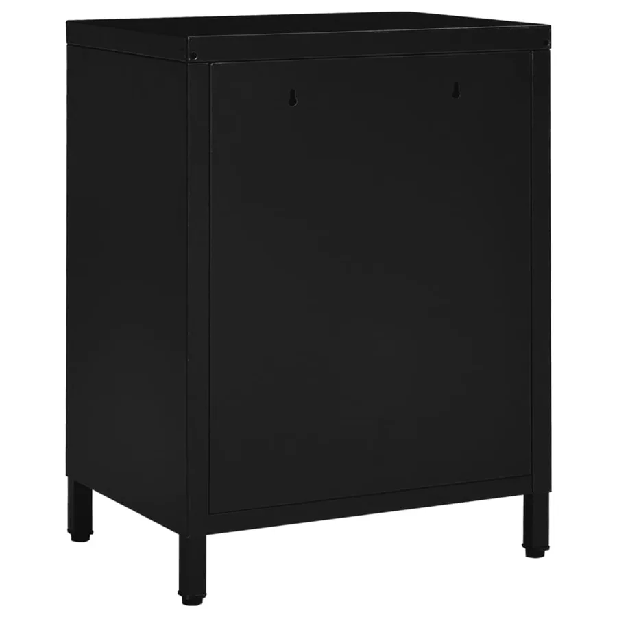 Table de chevet Noir 40x30x54,5 cm Acier et verre - 5