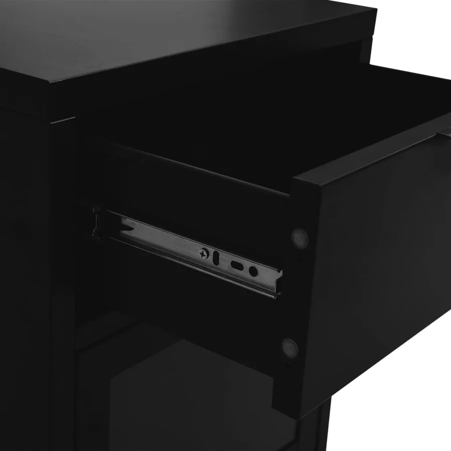 Table de chevet Noir 40x30x54,5 cm Acier et verre - 7