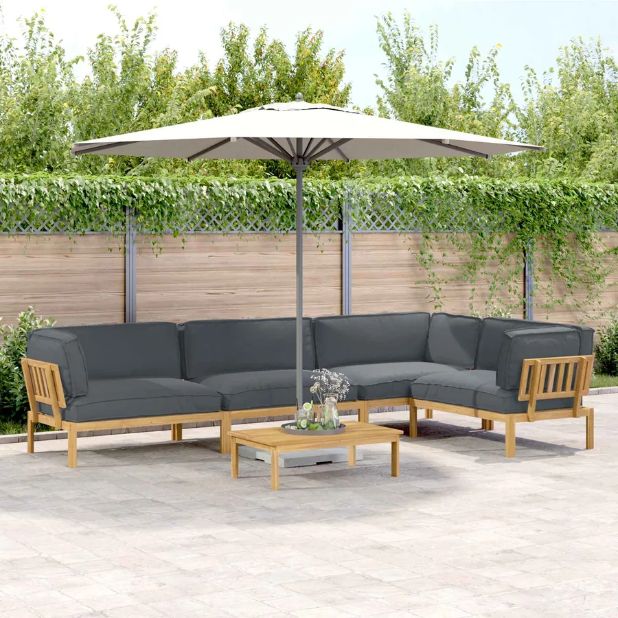 Ensemble de Canapés Uni 5 pcs Anthracite Bois d'Acacia Massif