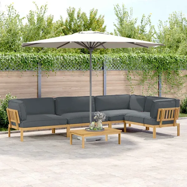 Ensemble de Canapés Uni 5 pcs Anthracite Bois d'Acacia Massif