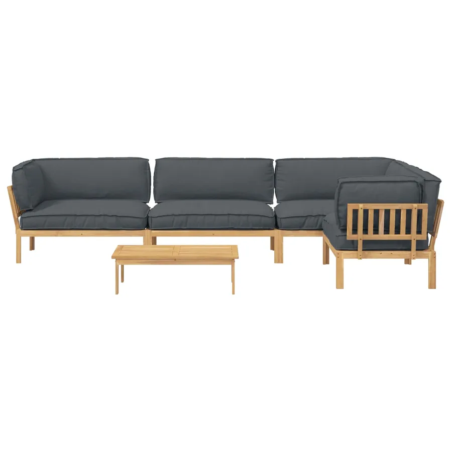 Ensemble de Canapés Uni 5 pcs Anthracite Bois d'Acacia Massif - 10