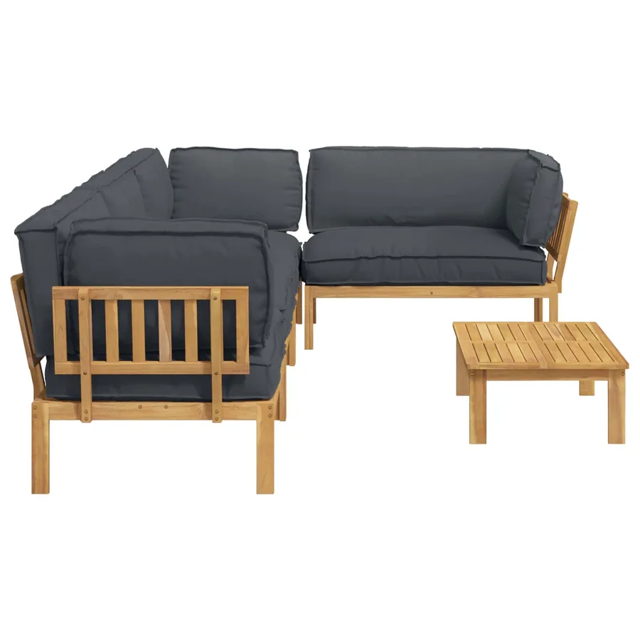 Ensemble de Canapés Uni 5 pcs Anthracite Bois d'Acacia Massif - 11