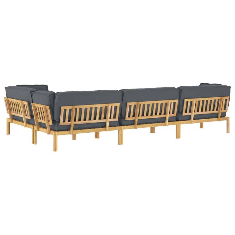 Ensemble de Canapés Uni 5 pcs Anthracite Bois d'Acacia Massif - 12