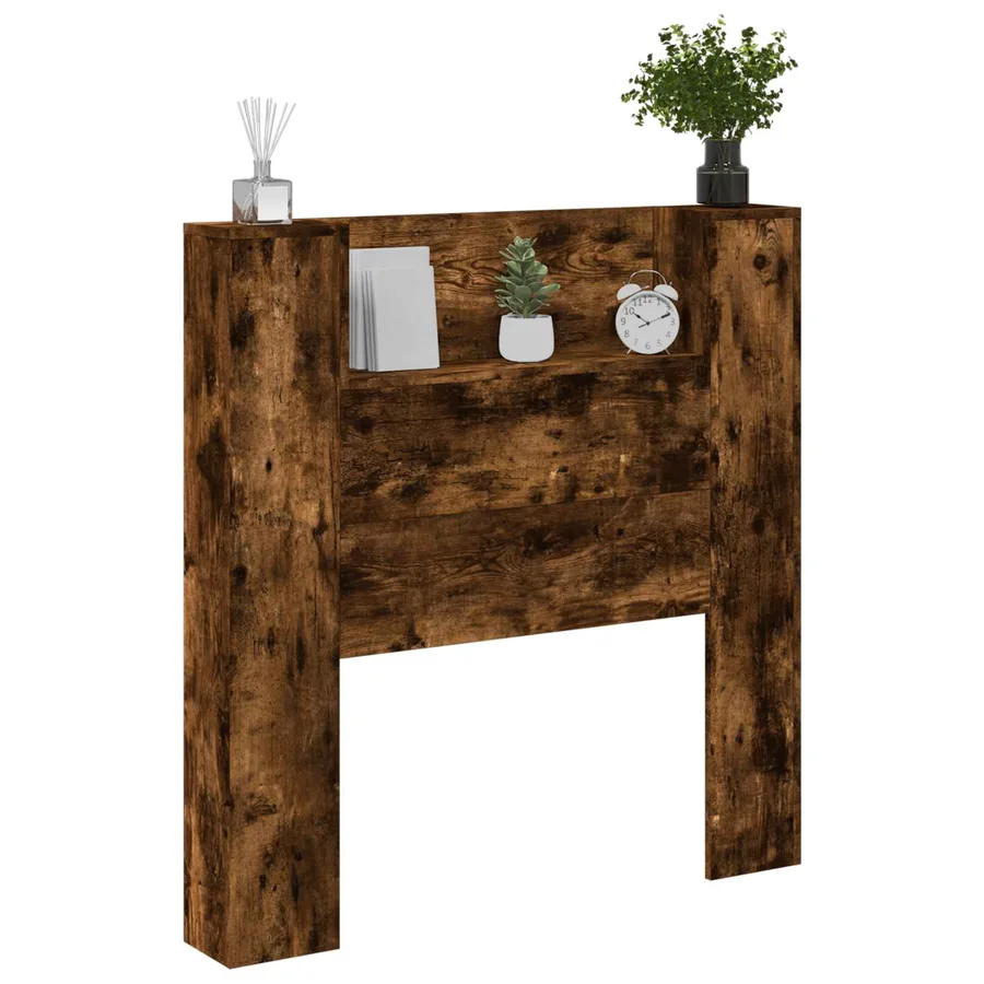 Tête de lit de rangement avec LED Chêne fumé Bois d'ingénierie - 3
