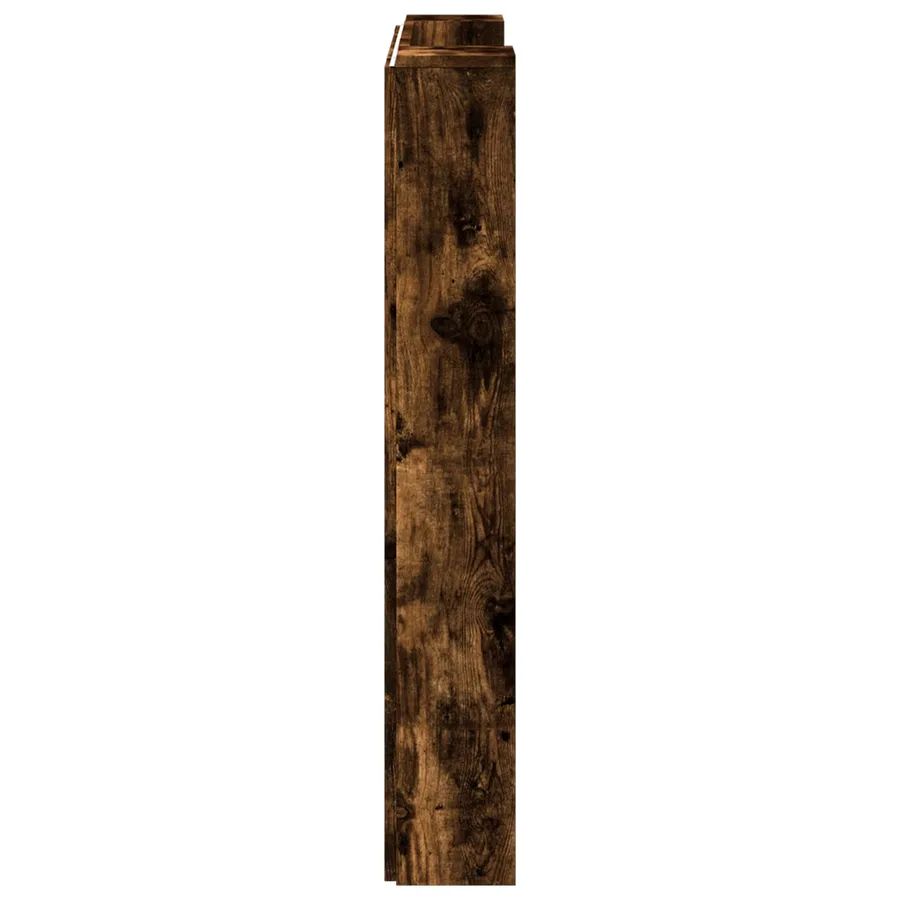 Tête de lit de rangement avec LED Chêne fumé Bois d'ingénierie - 6