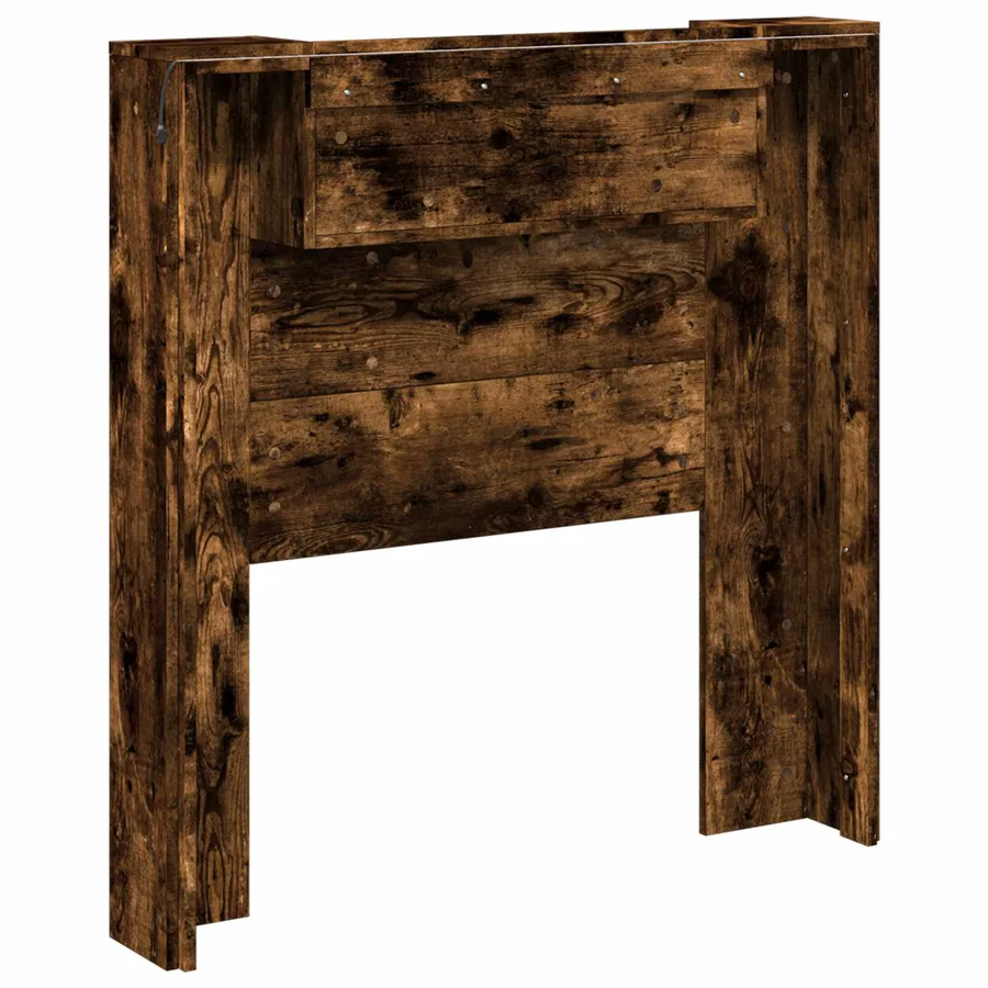 Tête de lit de rangement avec LED Chêne fumé Bois d'ingénierie - 7