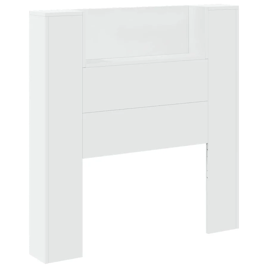 Tête de lit de rangement avec LED Blanc Bois d'ingénierie - 2