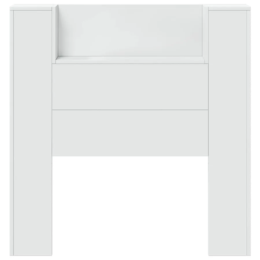 Tête de lit de rangement avec LED Blanc Bois d'ingénierie - 5