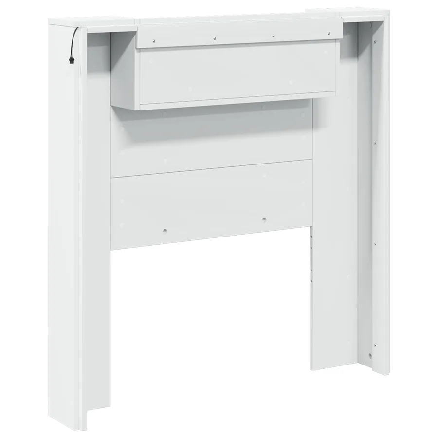 Tête de lit de rangement avec LED Blanc Bois d'ingénierie - 7