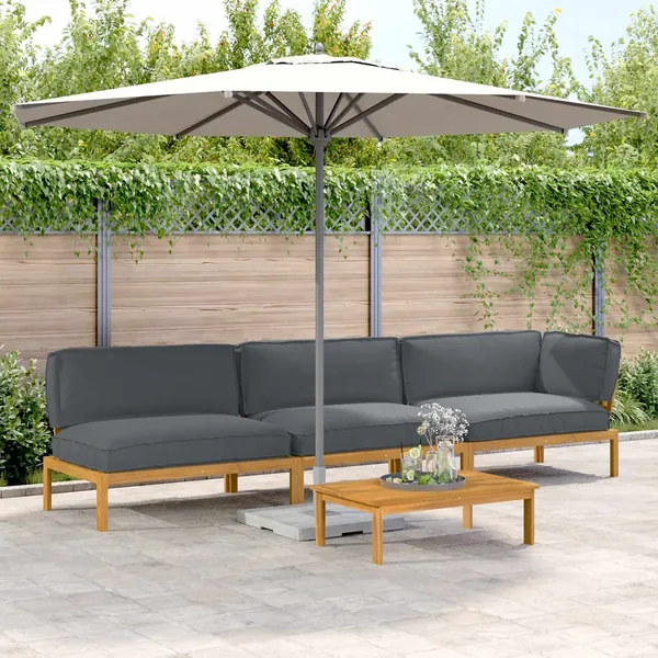 Ensemble de Canapés Uni 4 pcs Anthracite Bois d'Acacia Massif
