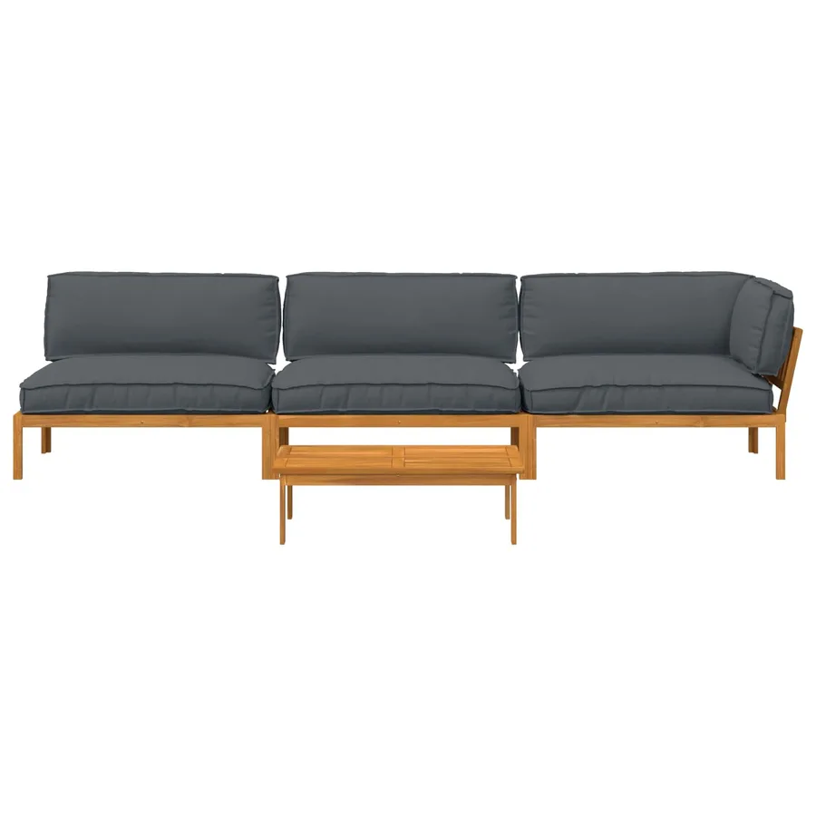 Ensemble de Canapés Uni 4 pcs Anthracite Bois d'Acacia Massif - 10