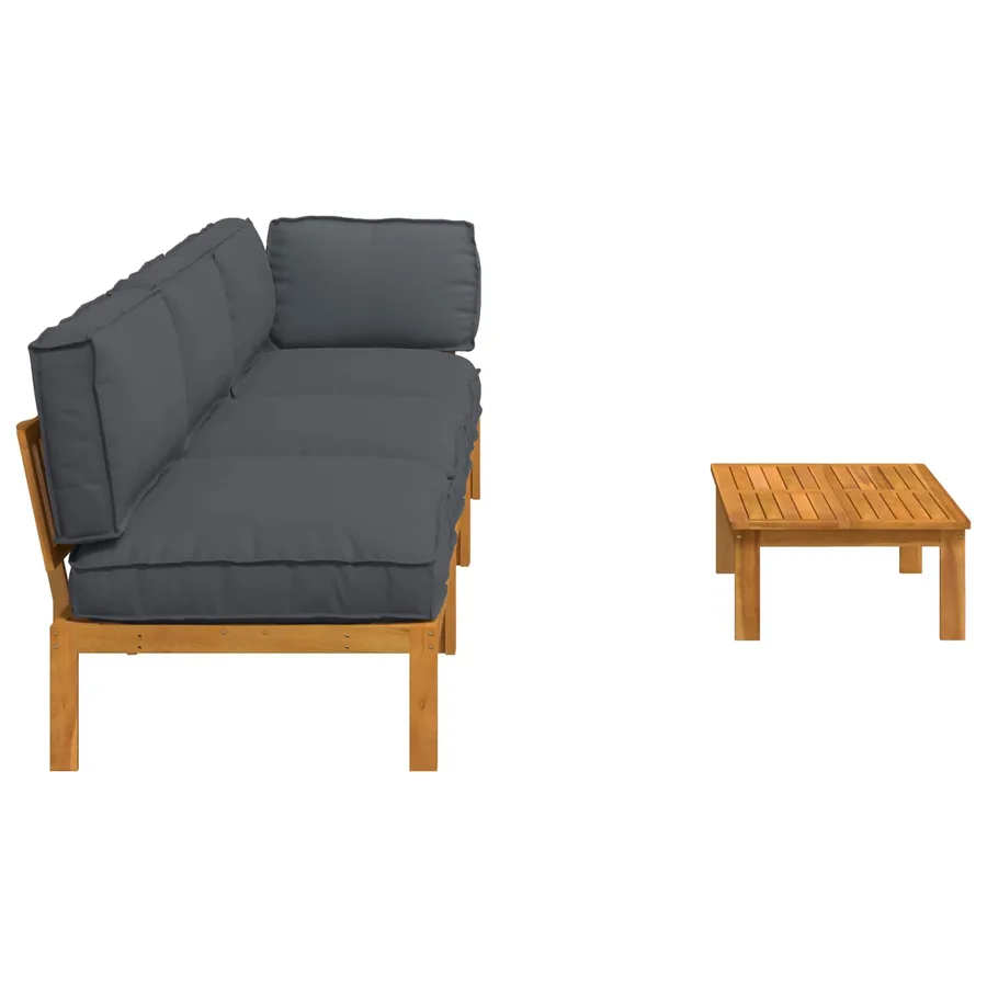 Ensemble de Canapés Uni 4 pcs Anthracite Bois d'Acacia Massif - 11