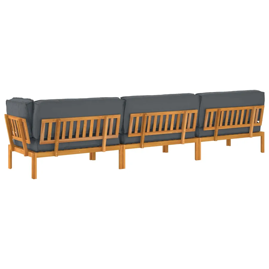 Ensemble de Canapés Uni 4 pcs Anthracite Bois d'Acacia Massif - 12