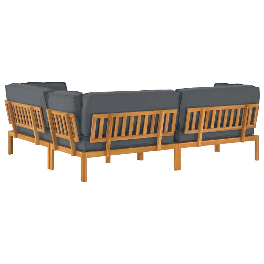 Ensemble de Canapés Uni 4 pcs Anthracite Bois d'Acacia Massif - 11