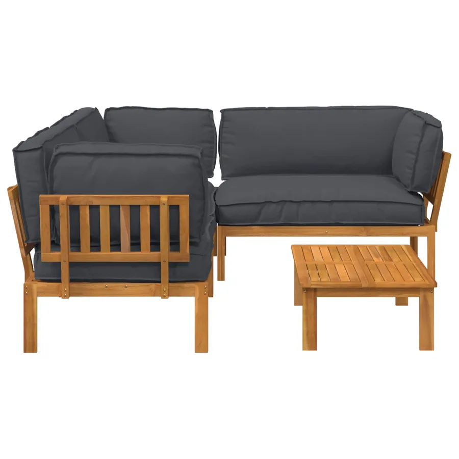Ensemble de Canapés Uni 4 pcs Anthracite Bois d'Acacia Massif - 8