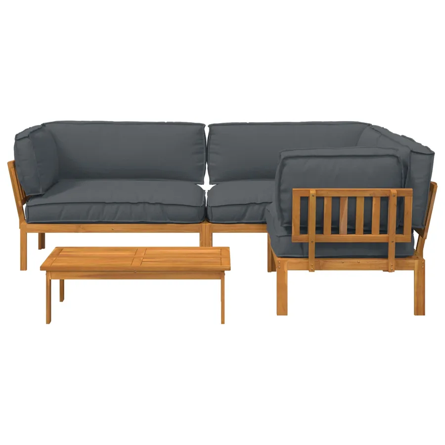 Ensemble de Canapés Uni 4 pcs Anthracite Bois d'Acacia Massif - 9