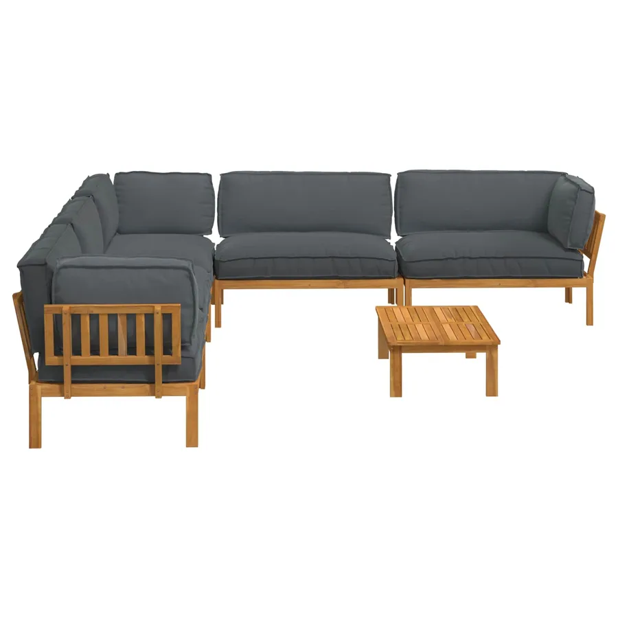 Ensemble de Canapés Uni 6 pcs Anthracite Bois d'Acacia Massif - 11