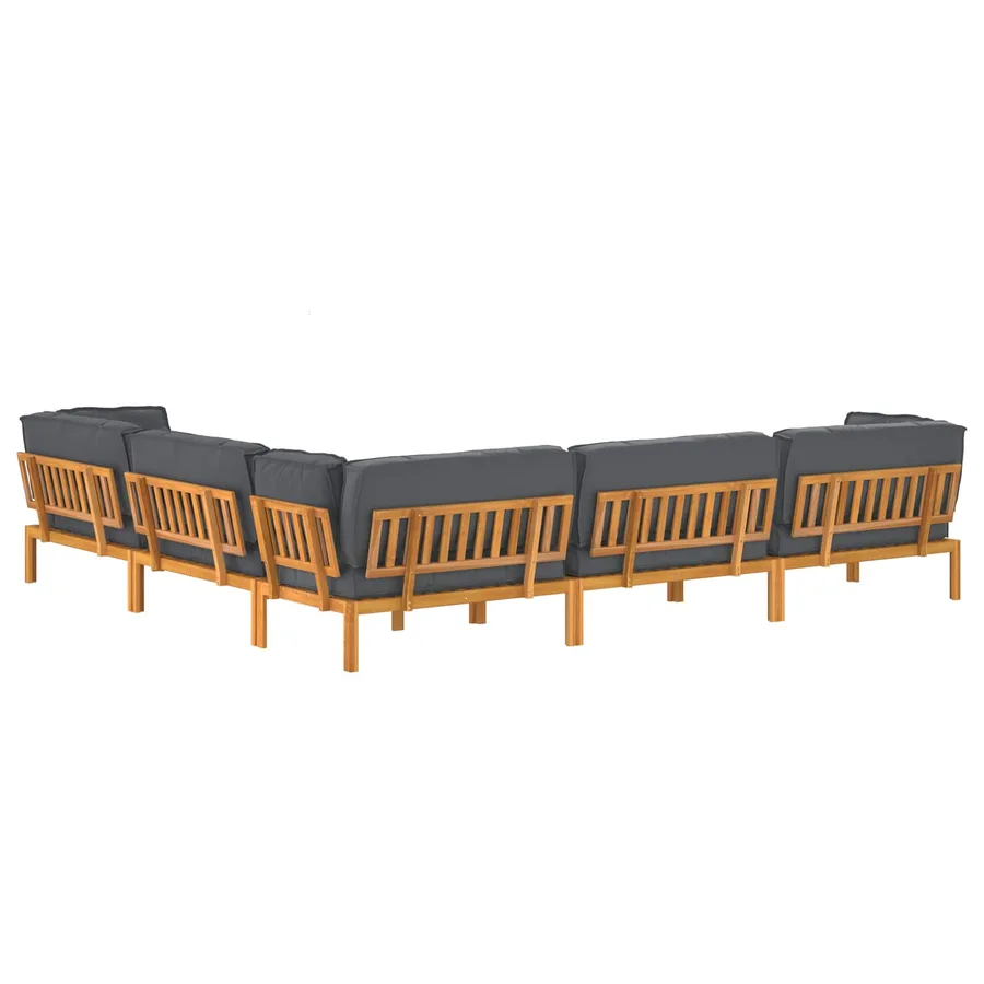 Ensemble de Canapés Uni 6 pcs Anthracite Bois d'Acacia Massif - 12