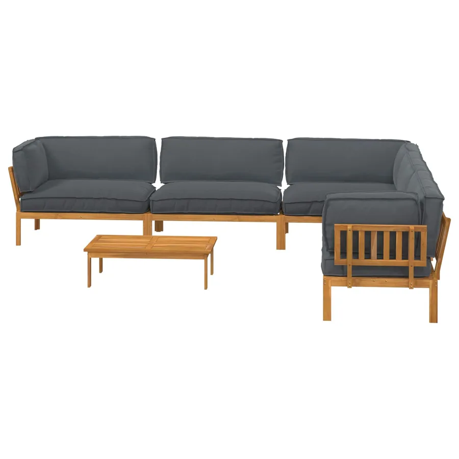 Ensemble de Canapés Uni 6 pcs Anthracite Bois d'Acacia Massif - 8