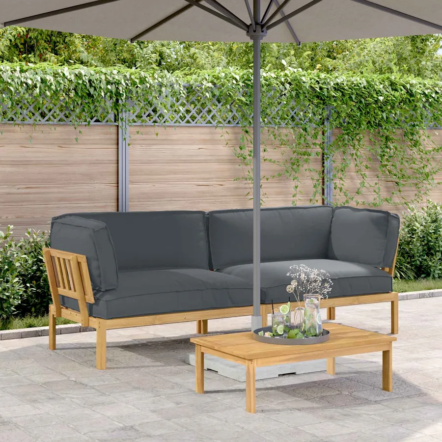 Ensemble de Canapés Uni 2 pcs Anthracite Bois d'Acacia Massif