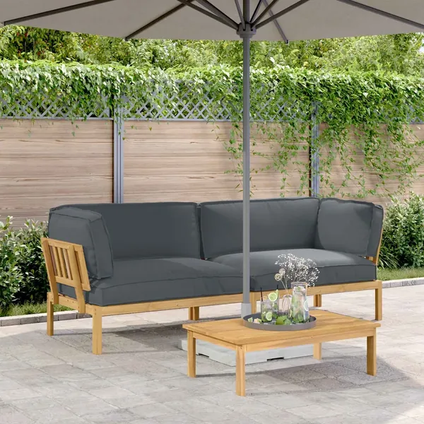 Ensemble de Canapés Uni 2 pcs Anthracite Bois d'Acacia Massif