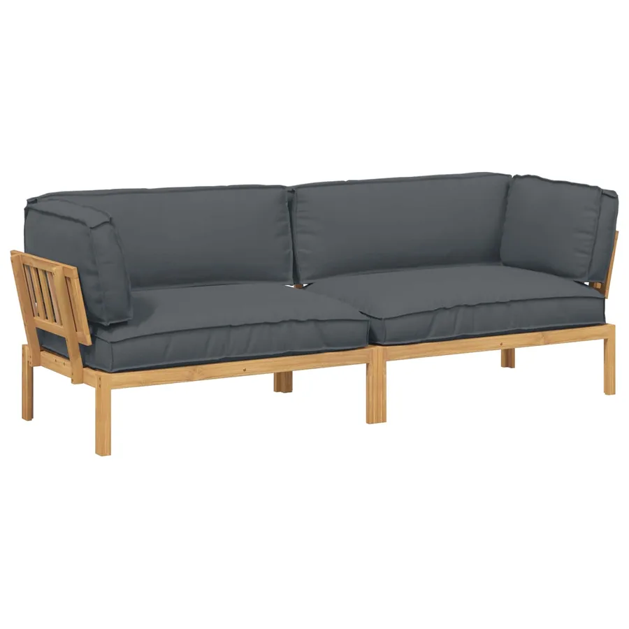 Ensemble de Canapés Uni 2 pcs Anthracite Bois d'Acacia Massif - 2