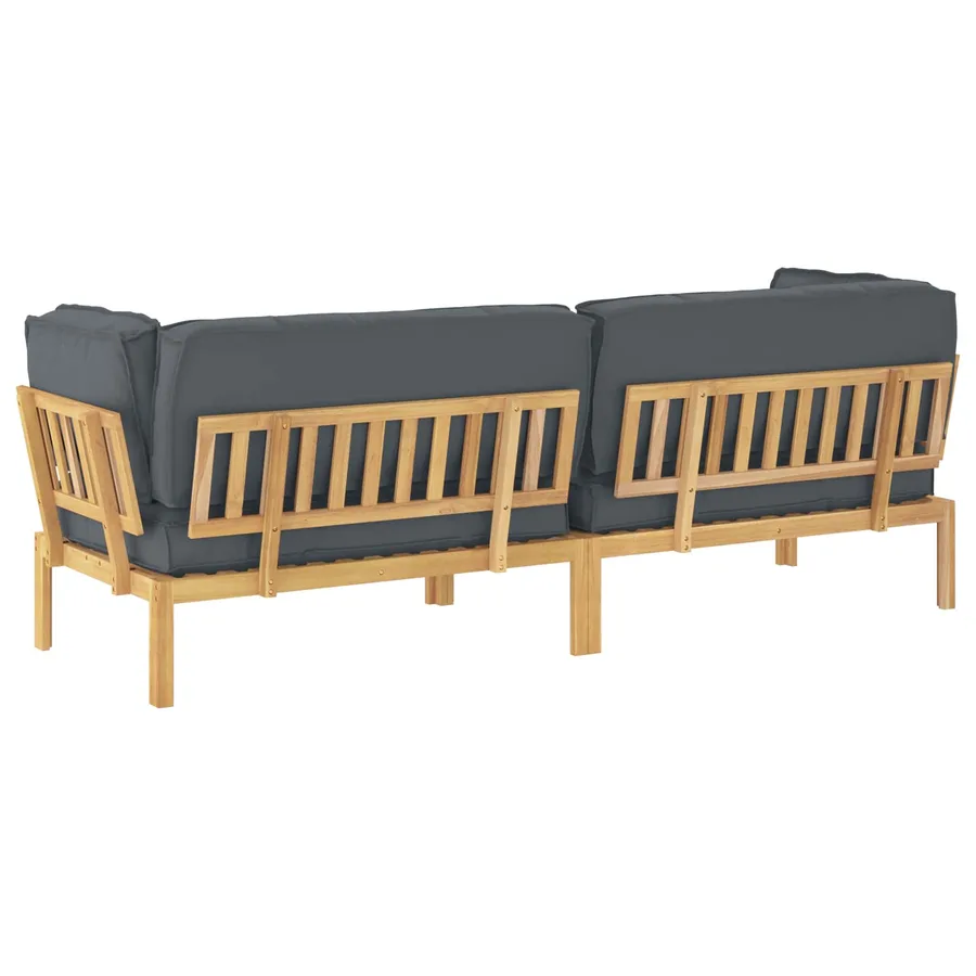 Ensemble de Canapés Uni 2 pcs Anthracite Bois d'Acacia Massif - 8