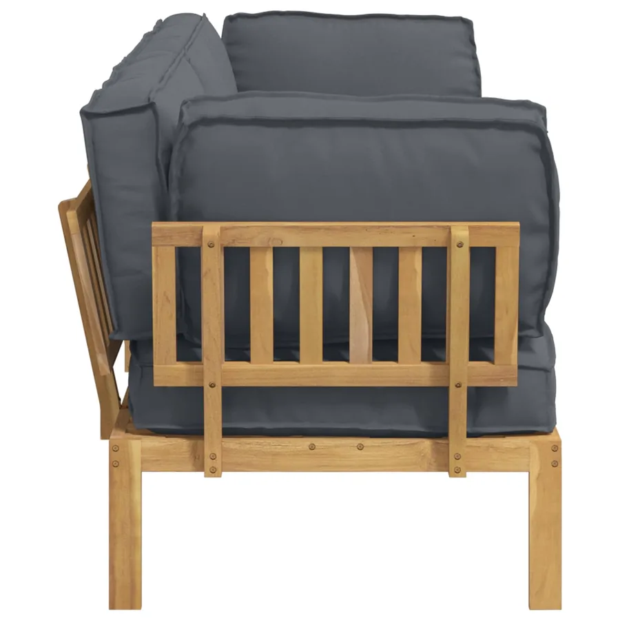 Ensemble de Canapés Uni 2 pcs Anthracite Bois d'Acacia Massif - 9