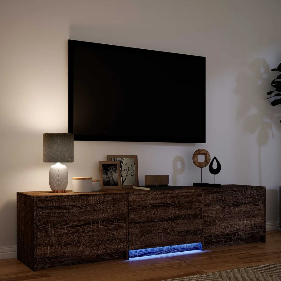 Meuble TV avec LED 165 x 34 x 40 cm Chêne brun - 4