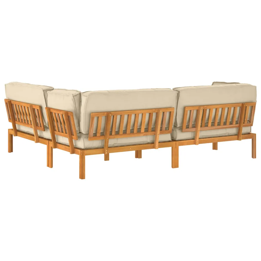 Ensemble de Canapés Uni 4 pcs Beige Bois d'Acacia Massif - 12