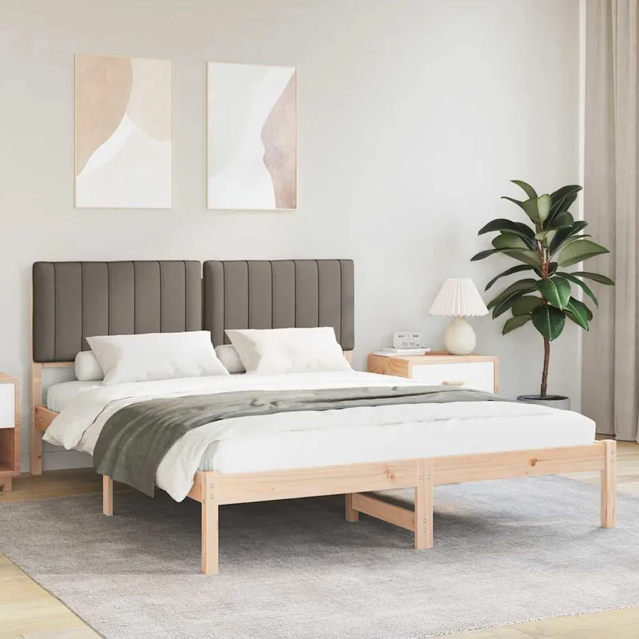 Cadre de lit avec tête de lit rembourrée Taupe 150 x 200 cm