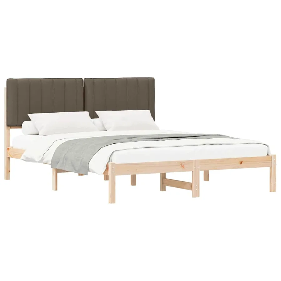 Cadre de lit avec tête de lit rembourrée Taupe 150 x 200 cm - 2
