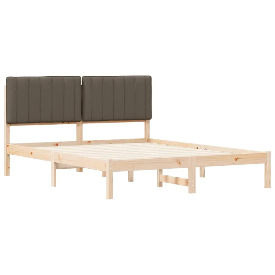 Cadre de lit avec tête de lit rembourrée Taupe 150 x 200 cm - 4