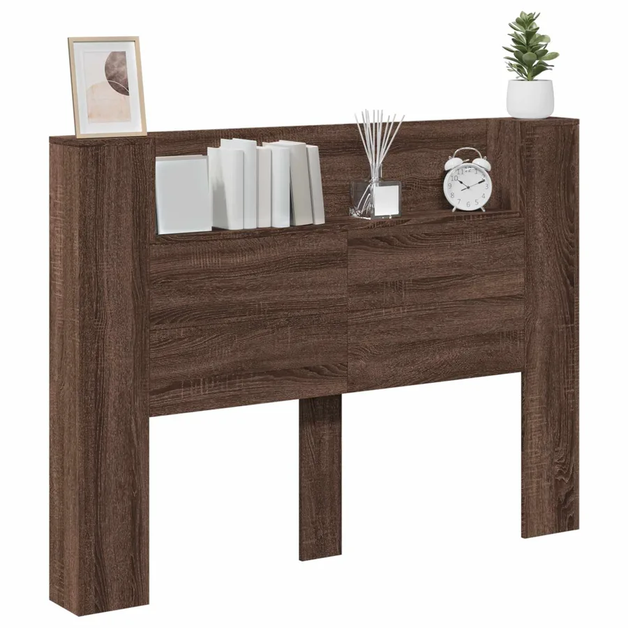 Tête de lit de rangement avec LED Chêne brun Bois d'ingénierie - 3